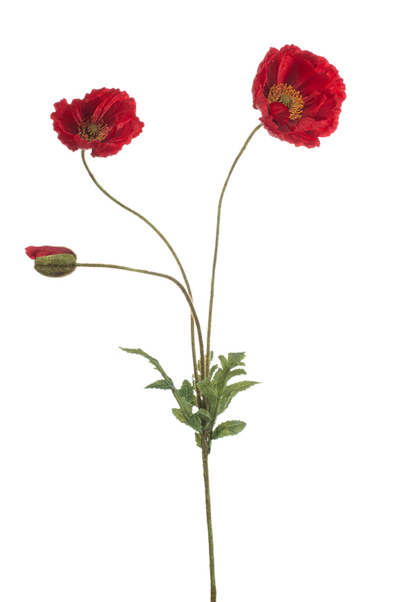 Coquelicots artificiels - 1 tige - Rouge